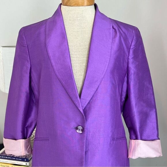 Javier Larrainzar Madrid Couture Purple Silk Dress blazer/Jacket size 44 - Picture 1 of 11